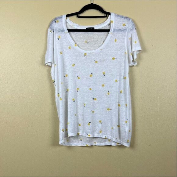 Rails T-Shirt Tee Citron Oversized White Linen Blend Lemon Print - Picture 3 of 6